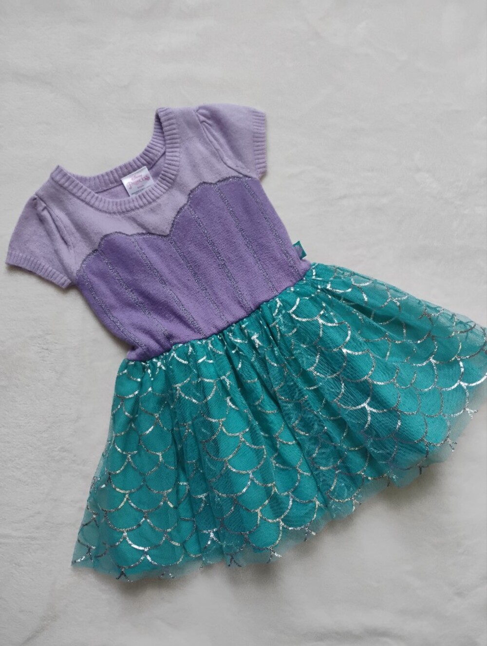 Super Cute Ariel Mermaid Knit & Tulle Dress | Disney Little Mermaid Dress | 3T